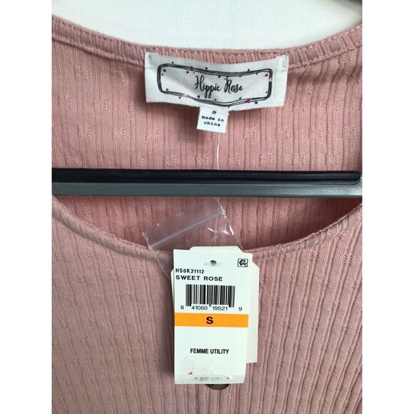 NWT Hippie Rose Ribbed Cropped Long Sleeve Top Size S – Sweet Rose Pink - Picture 5 of 7